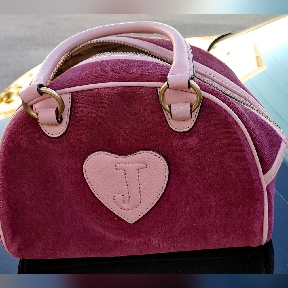 NEW RARE AUTHENTIC JUICY COUTURE "COUTURE IS BLISS" BURGUNDY VELOUR HANDBAG S… - Picture 11 of 16